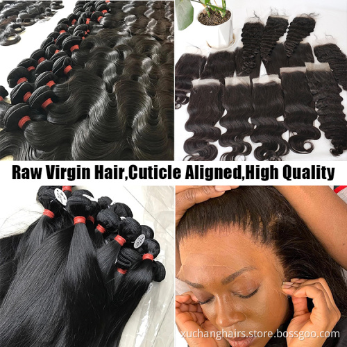Wholesale virgin cuticle aligned hair Vietnamese raw hair bundles with lace closure nature human hair 13x4 13x6 HD lace frontal
